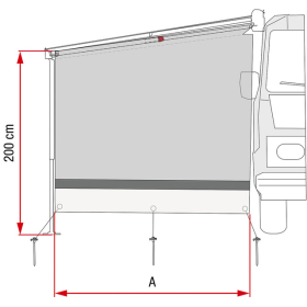 Side block paroi de store FIAMMA pour camping-car, fourgon et caravane | Protection soleil et pluie