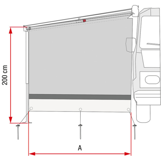 Side block paroi de store FIAMMA pour CaravaneStore | Protection soleil et pluie | dimensions