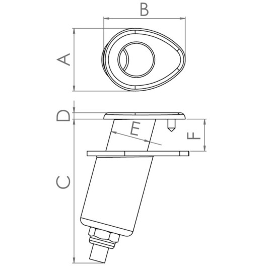 Support hampe flexible Osculati | rondelle de fixation à encastrer pour hampe de taud de bateau | dimensions sans bouchon