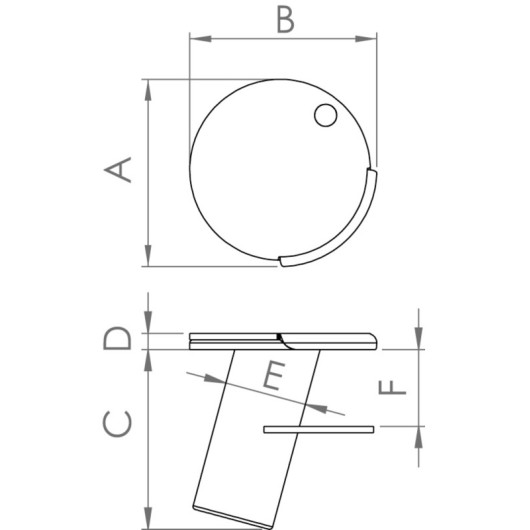 Support hampe flexible Osculati | rondelle de fixation à encastrer pour hampe de taud de bateau | dimensions bouchon rotatif
