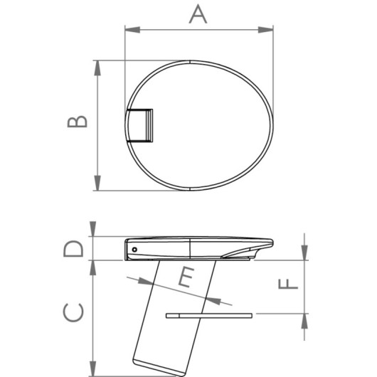 Support hampe flexible Osculati | rondelle de fixation à encastrer pour hampe de taud de bateau | dimensions bouchon basculant