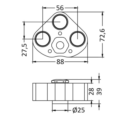 Projecteur sous-marin LED 12/24 V RGBW OSCULATI | Projecteur sous-marin | Dimensions
