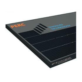 EM Kit Panneau solaire CC 240-PERC MPPT B13614- vu kit panneau solaire PERC 240W avec régulateur, cornières noires, passe toit et câble