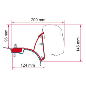 Kit de fixation FIAMMA F45s - Montage store de paroi spécial VW T5 T6 Multivan sans profil C