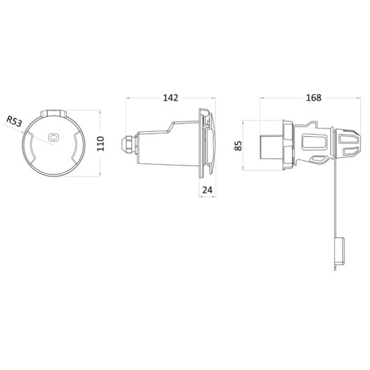 Raccordement électrique 230 V 3P Cruiser - 32 A Osculati | Prise & rallonge 230V | Dimensions