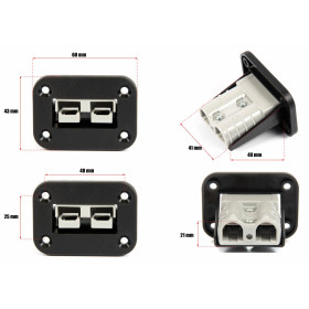 EM Socle SA50 encastré | 50 A | ANDERSON Socle SA50 50 A Anderson Energie Mobile | prise 12/24V haute intensité pour van, bateau et camping-car
