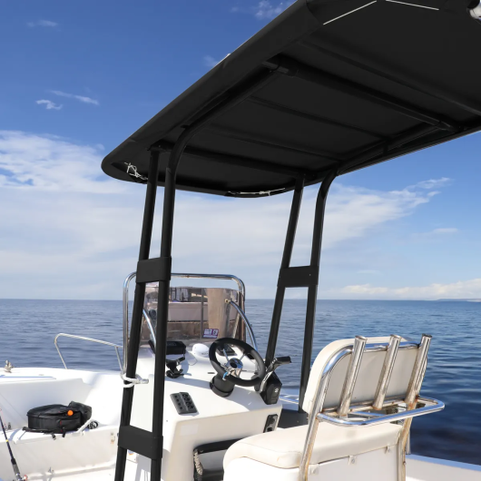 T-Top professionnel OCEANSOUTH aluminium | Roll-bar, T-top, anneau de traction & arceau | Noir / Noir en action