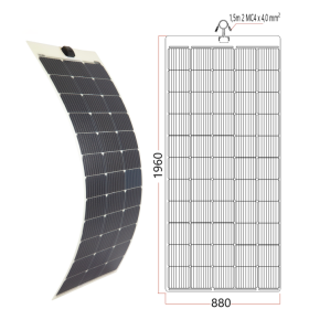 Très grand panneau solaire souple ÉNERGIE MOBILE 350 W PERC pour van et bateau : Vu du dessus