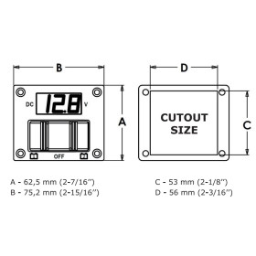 Voltmètre numérique IP65 Osculati | voltmètre 12/24V à encastrer de van, fourgon aménagé et bateau