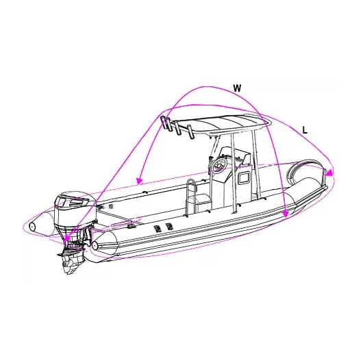 Taud Oceansouth pour semi-rigide avec T-Top | Housse et taud de bateaux | Dimensions