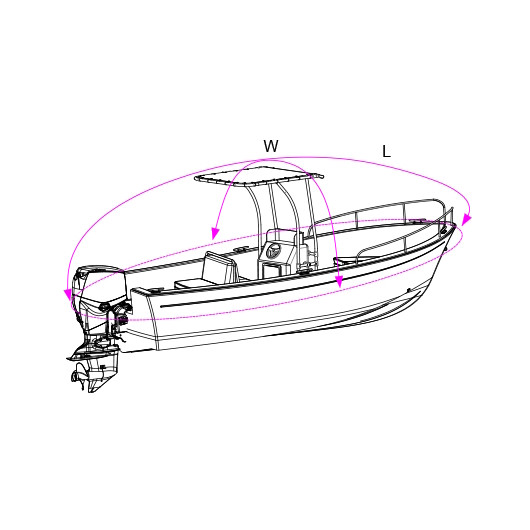 Taud Oceansouth pour vedette avec T-Top | Housse et taud de bateaux | Dimensions
