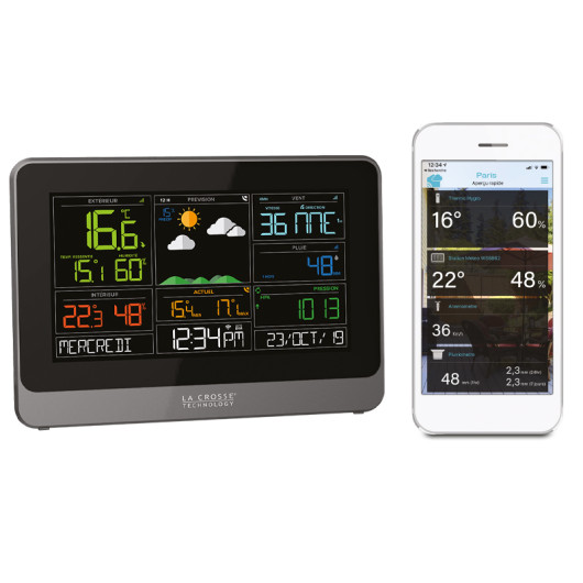 Station Météo LA CROSSE Pro Familiale avec Connexion WiFi V2 | Afficheur + smartphone