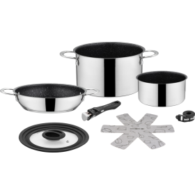 Popote poêle et casseroles Brunner inox Academy NG | batterie de cuisine pour camping-car, bateau | détail du set