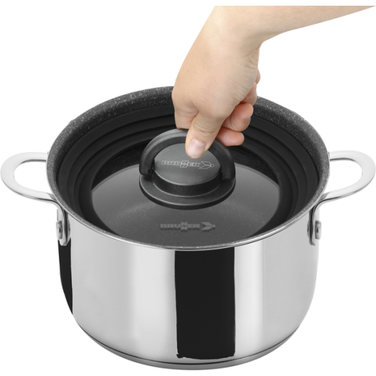 Popote ustensiles cuisson Brunner Academy 7pièces+1 | batterie de cuisine pour camping-car, bateau | couvercle rangement