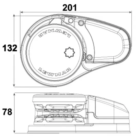 Guindeau VX1 500W 12V Lewmar | guindeau électrique inox pour bateau 6 à 9 m | dimensions