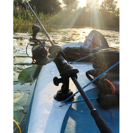 Support QuikPort Railblaza à coller | Accessoires annexe et pneumatique | Porte canne sur paddle vue de côté