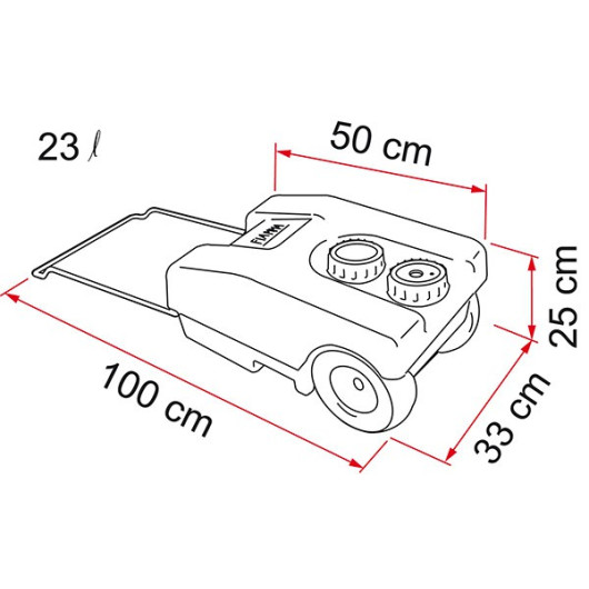 Roll-Tank 23 F de Fiamma réservoir eau portable | cuve à eau claire camping-car et fourgon aménagé | dimensions