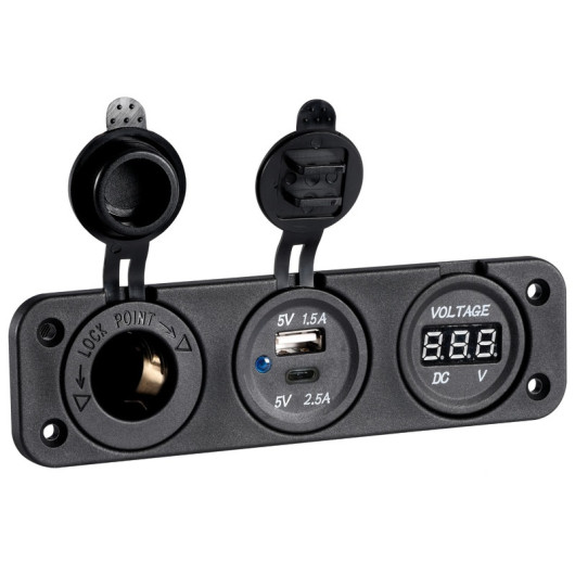 Voltmètre + allume-cigare + double USB Type A+C Osculati | Prise & rallonge 12V  |  Capuchons