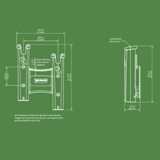 Porte-canne double Railblaza RodStow | Porte-canne à pêche | Dimensions