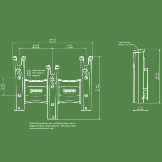 Porte-canne triple Railblaza RodStow | Porte-canne à pêche | Dimensions