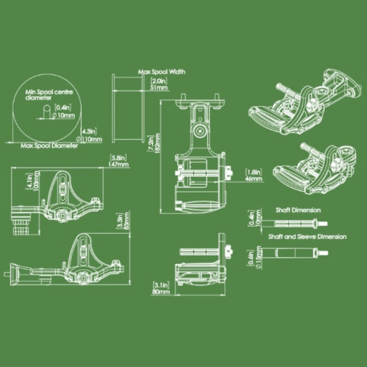 Station de bobinage Railblaza Montage Fixe ou sur StarPort | Accessoire pêche | Dimensions