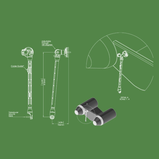 Support de sonde Railblaza Rallonge | Accessoire de sonde | Dimensions