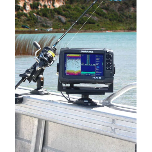 Plateforme rotative Railblaza Taille R 160 x 60 mm | Accessoire Sondeur | Platine seul en action lowrance Hook