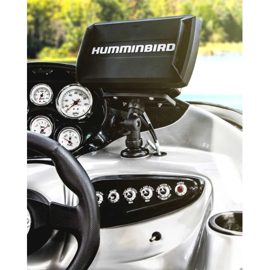 Plateforme rotative Railblaza Taille R 160 x 60 mm | Accessoire Sondeur | Platine + Bras R-Lock en action humminbird