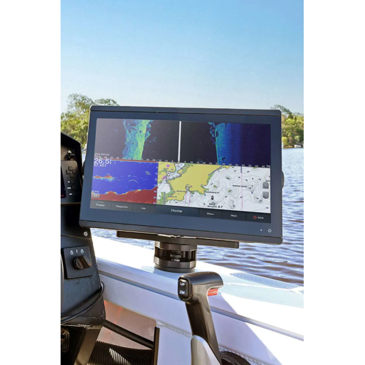 Plateforme rotative HEXX Railblaza 252 mm | Accessoire Sondeur | Platine seul avec GARMIN GPS-Map en action