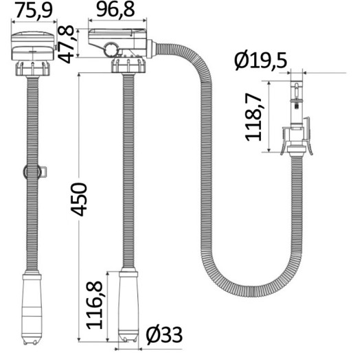 Pompe électrique de transfert à batterie SEAFLO | Pompe de lavage, de transfert & spéciale | Dimensions