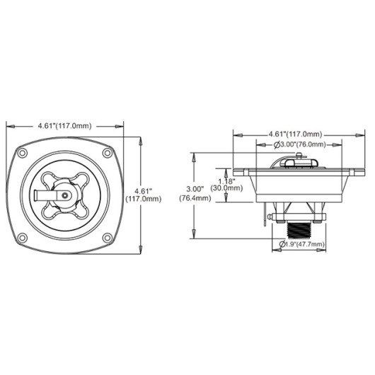 Prise d'eau du quai et régulateur de pression SEAFLO | Embout plomberie, raccord & accessoire réservoir | dimensions