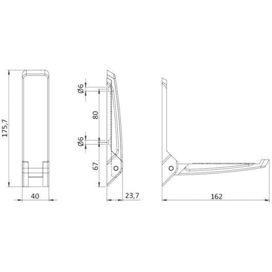 Marche de mât repliable Specter OSCULATI | Ascension pour mât |  Dimensions