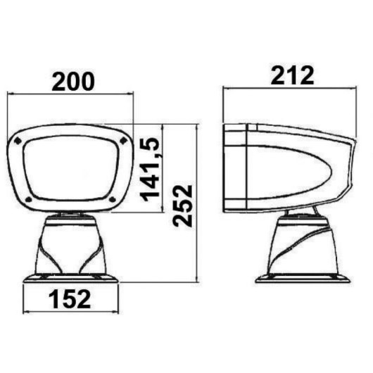 Projecteur Classic Hallogène Osculati | Projecteur de route | Dimensions