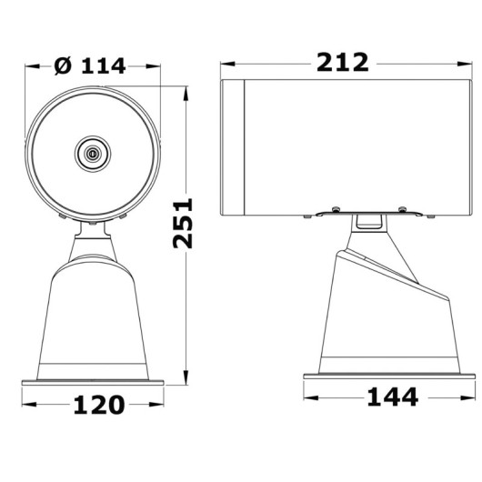 Projecteur Artemis électro commandé Osculati | Projecteur de route | Dimensions