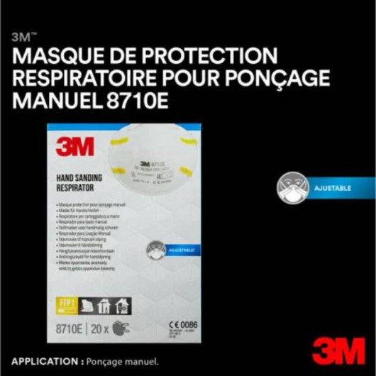 Boîte de 20 masques 3M 8710E classe FFP1 | Protection respiratoire | Masque de protection