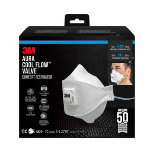 Boîte de 10 masques 3M 9322+ classe FFP2 | Protection respiratoire | Boite de 10