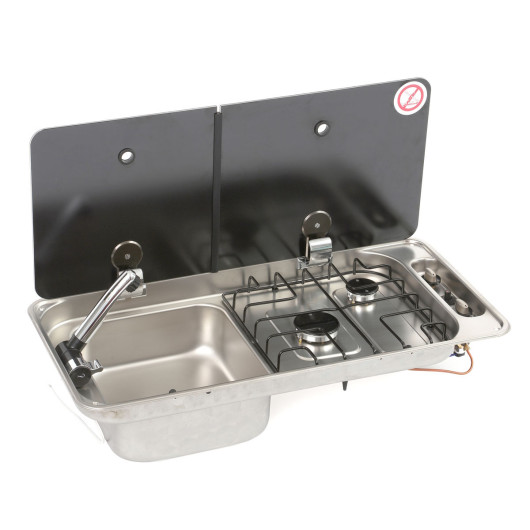 Combiné Can évier et 2 feux | Combiné plan de cuisson et évier | FL1402