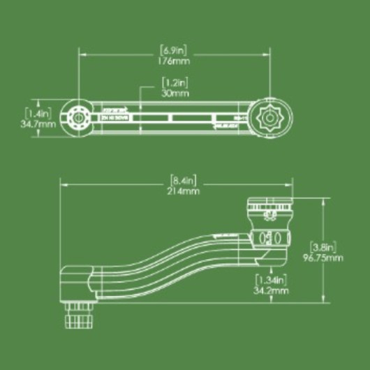 Bras Railblaza pivotant R-Lock | Rangement cockpit | Dimensions