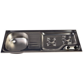 Combiné 2 feux 1050x420mm SUTER - combiné réchaud gaz & évier inox de van, fourgon ou camping-car