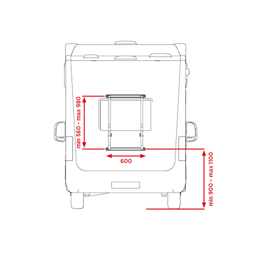 Bike Glide BR-SYSTEMS | Porte-vélos sans effort de camping-car | schéma avec dimensions
