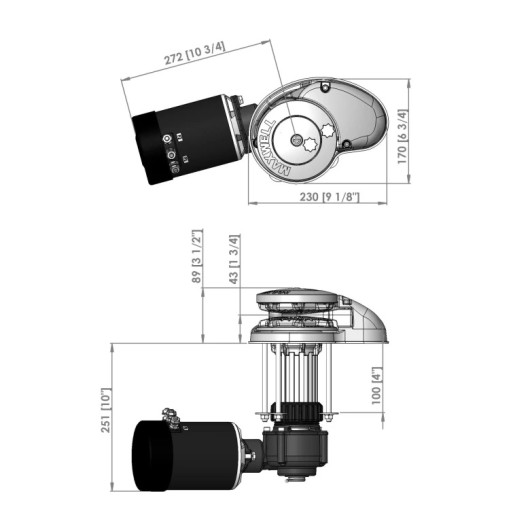 Guindeau RC-10 12V 1000W Barbotin 8 mm Maxwell | Guindeau électrique | Dimensions