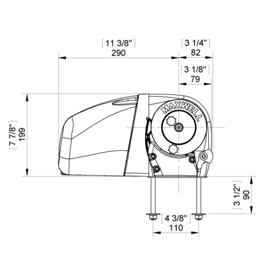 Guindeau HRC10-8 12V 1000W 8mm Maxwell | Guindeau électrique | Dimensions coté