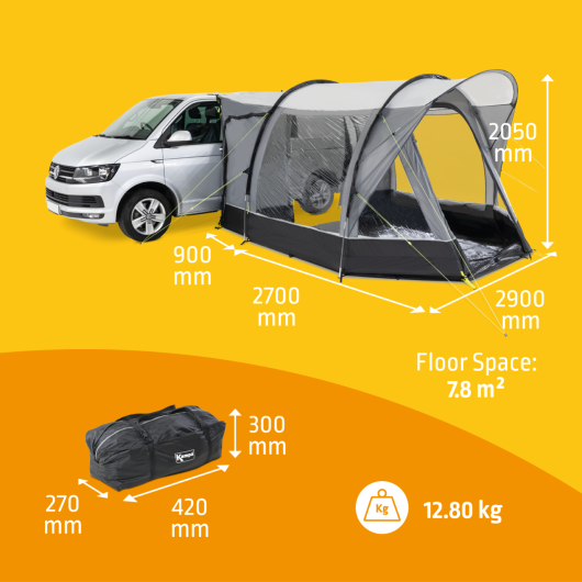 Auvent autoportant pour van aménagé Action de KAMPA | Auvent latéral pour fourgon aménagé | Sac de transport