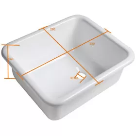 Evier plexiglas rectangulaire Osculati | Evier 330 x 280 mm à encastrer pour bateau, van aménagé et camping-car