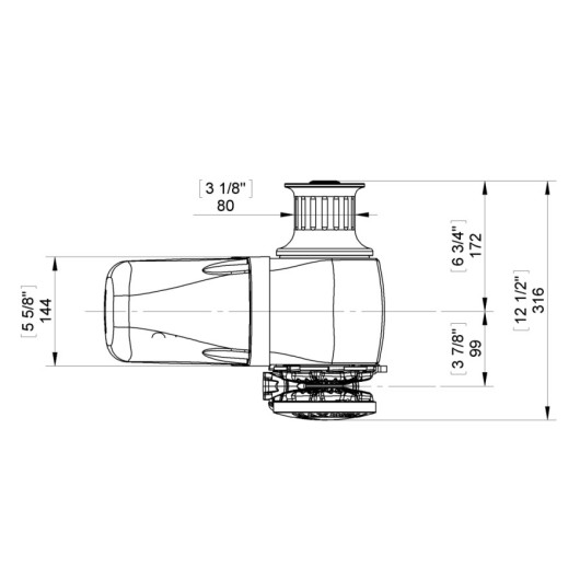Guindeau HRC10-10 24V 1200W Barbotin 10 mm Maxwell | Guindeau électrique | dimensions avec poupée