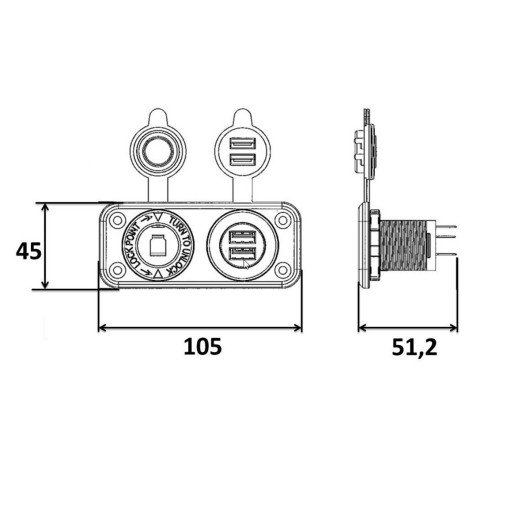 TREM Prise USB-A double + voltmètre