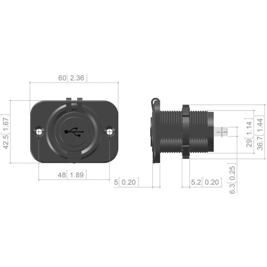 Voltmètre Trem numérique 8/32 V à encastrer | Contrôleur de batterie & indicateur de charge | Dimensions