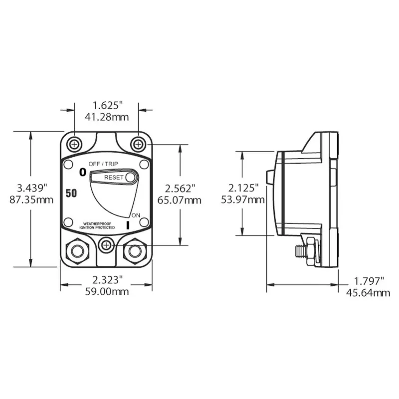 Blue Sea Systems Disjuntor Térmico SÉRIE 285 - 100A 7187-BSS - Comoir Nautique