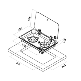 Réchaud CARBEST 2 Feux Inox reconditionné avec couvercle pour van aménagé et camping car