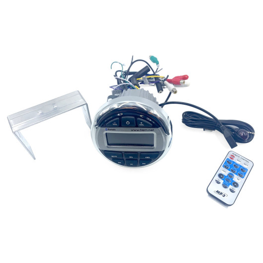 Radio Trem T-Sound USB/Bluetooth grise 12 V | Radio pour bateau ou van aménagé | face avant et câble